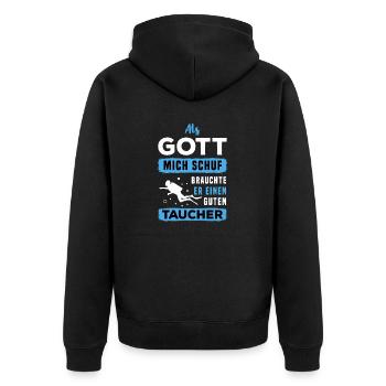 Taucheranzug Tauchermaske Taucherbrille Taucher - Unisex Premium Bio Zip Hoodie - Schwarz - Hinten - Nico (187cm)