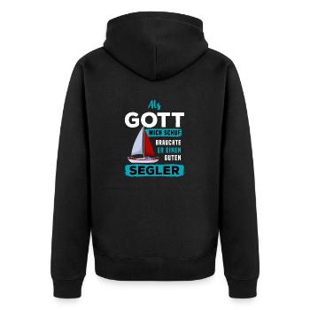 Kapitän Segelboot Segelschiff Bootsfahrer Segler - Unisex Premium Bio Zip Hoodie - Schwarz - Hinten - Nico (187cm)