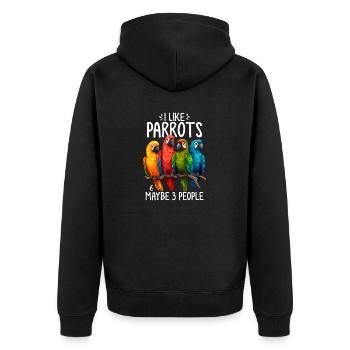 Lustige Introvertierte Quäker-Papagei Lustiger Papagei - Unisex Premium Bio Zip Hoodie - Schwarz - Hinten - Nico (187cm)