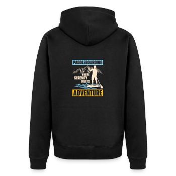 Paddleboarding Where Serenity Stand Up Paddle - Unisex Premium Bio Zip Hoodie - Schwarz - Hinten - Nico (187cm)