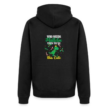 Wer braucht schon einen Mistelzweig, wenn man dies - Unisex Premium Bio Zip Hoodie - Schwarz - Hinten - Nico (187cm)