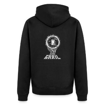 Bier Motiv mein heiliger Gral - Unisex Premium Bio Zip Hoodie - Schwarz - Hinten - Nico (187cm)