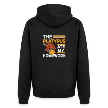 Platypus Schnabeltier - Unisex Premium Bio Zip Hoodie - Schwarz - Hinten - Nico (187cm)