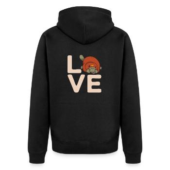 Platypus Schnabeltier - Unisex Premium Bio Zip Hoodie - Schwarz - Hinten - Nico (187cm)