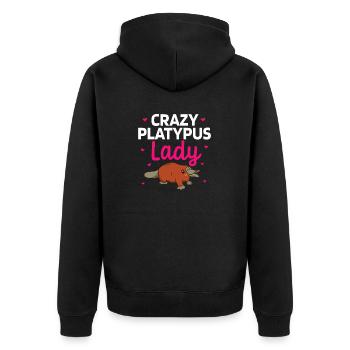 Platypus Schnabeltier - Unisex Premium Bio Zip Hoodie - Schwarz - Hinten - Nico (187cm)