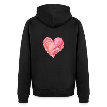 Herz Niedlich Blumig Rosa Herz Liebe Frauen Mädchen - Unisex Premium Bio Zip Hoodie - Schwarz - Hinten - Nico (187cm)