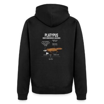 Platypus Schnabeltier - Unisex Premium Bio Zip Hoodie - Schwarz - Hinten - Nico (187cm)