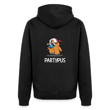 Platypus Schnabeltier - Unisex Premium Bio Zip Hoodie - Schwarz - Hinten - Nico (187cm)