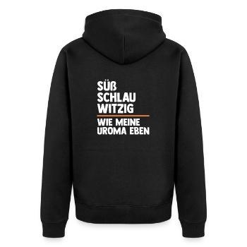 Urgroßmutter Urenkel Urenkelin Uroma - Unisex Premium Bio Zip Hoodie - Schwarz - Hinten - Nico (187cm)