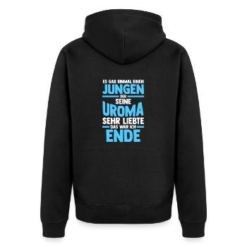 Urgroßmutter Urenkel Uroma - Unisex Premium Bio Zip Hoodie - Schwarz - Hinten - Nico (187cm)