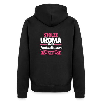 Urgroßmutter Uroma - Unisex Premium Bio Zip Hoodie - Schwarz - Hinten - Nico (187cm)