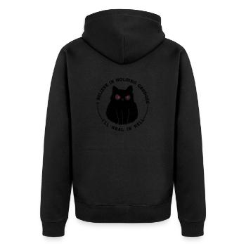 Ich glaube daran, dass ich in der Hölle heilen werde, wenn ich Groll hege - Unisex Premium Bio Zip Hoodie - Schwarz - Hinten - Nico (187cm)