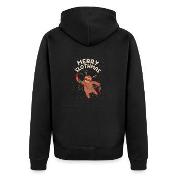 Merry Slothmas Funny Sloth Christmas Pajama Cute - Unisex Premium Organic Zip Hoodie - black - Back - Nico (187cm)