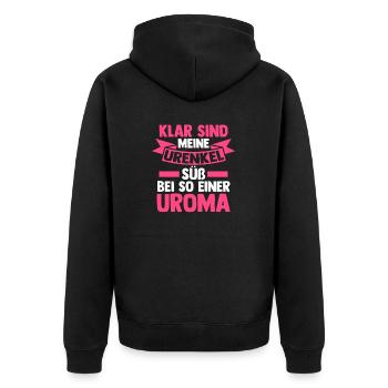 Urgroßmutter Uroma - Unisex Premium Bio Zip Hoodie - Schwarz - Hinten - Nico (187cm)