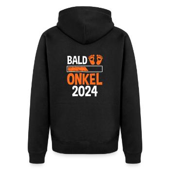 Werdender Onkel 2029 - Unisex Premium Bio Zip Hoodie - Schwarz - Hinten - Nico (187cm)