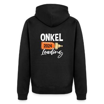 Werdender Onkel 2024 - Unisex Premium Bio Zip Hoodie - Schwarz - Hinten - Nico (187cm)