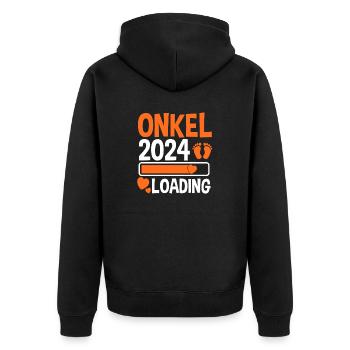 Werdender Onkel 2025 - Unisex Premium Bio Zip Hoodie - Schwarz - Hinten - Nico (187cm)