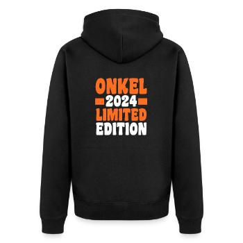 Werdender Onkel 2026 - Unisex Premium Bio Zip Hoodie - Schwarz - Hinten - Nico (187cm)