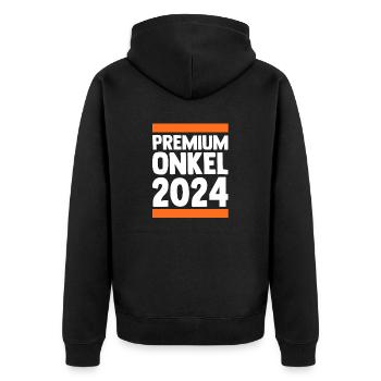 Werdender Onkel 2036 - Unisex Premium Bio Zip Hoodie - Schwarz - Hinten - Nico (187cm)