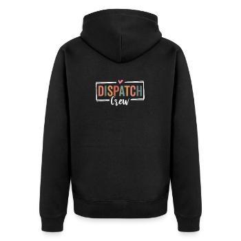 Thin Gold Line Lustiger Versandservice Versand - Unisex Premium Bio Zip Hoodie - Schwarz - Hinten - Nico (187cm)