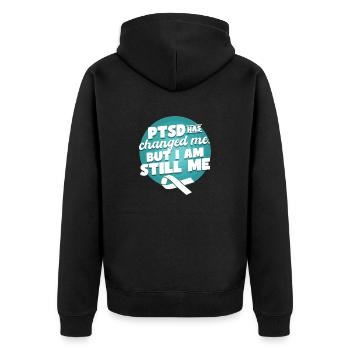 PTBS-Bewusstseins-T-Shirts - Unisex Premium Bio Zip Hoodie - Schwarz - Hinten - Nico (187cm)