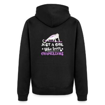 Just A Girl Who Loves Chameleons Lizard Lover Rept - Unisex Premium Bio Zip Hoodie - Schwarz - Hinten - Nico (187cm)