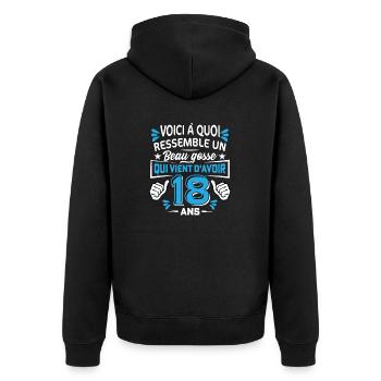 Voici a Quoi Ressemble Un Beau Gosse Qui Vient 18 - Veste à capuche bio Premium Unisexe - noir - Dos - Nico (187cm)
