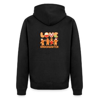 Love Kindergarten Gingerbread Man Christmas Teaching - Unisex Premium Organic Zip Hoodie - black - Back - Nico (187cm)