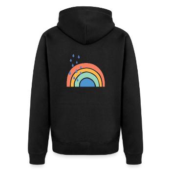 No Rain No Rainbows - Unisex Premium Organic Zip Hoodie - black - Back - Nico (187cm)