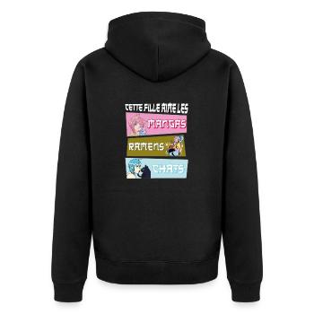 Cette Fille Aime les Manga Ramen Chat - Veste à capuche bio Premium Unisexe - noir - Dos - Nico (187cm)