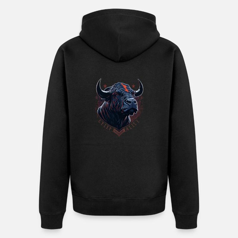 Tête de taureau de vache - Veste à capuche bio Premium Unisexe - noir