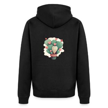 Niedliche Kaktusherz-Wüsten-Sukkulenten-Liebhaberpflanze - Unisex Premium Bio Zip Hoodie - Schwarz - Hinten - Nico (187cm)