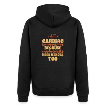 Kardiologe Medizinische Sonographie Ultraschall - Unisex Premium Bio Zip Hoodie - Schwarz - Hinten - Nico (187cm)