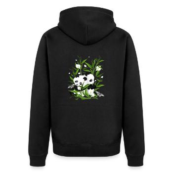 Pandababys im Bambusfeld - Unisex Premium Bio Zip Hoodie - Schwarz - Hinten - Nico (187cm)