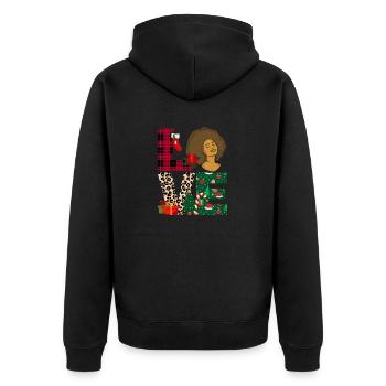 Love Christmas Black Melanin Afro African - Unisex Premium Organic Zip Hoodie - black - Back - Nico (187cm)