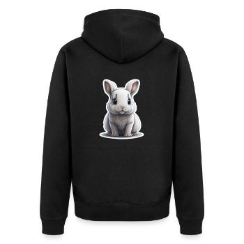 Hase Kaninchen Häschen Bunny Schlappohr - Unisex Premium Bio Zip Hoodie - Schwarz - Hinten - Nico (187cm)