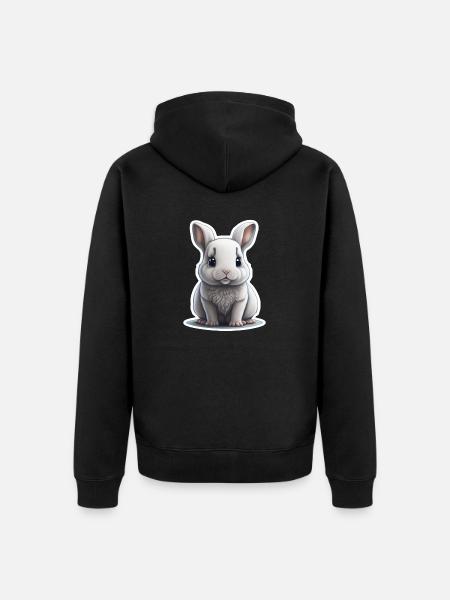Rabbit Rabbit Bunny Floppy Ear - Unisex Premium Organic Zip Hoodie - black