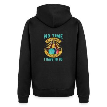 Mein Nachbar ruft und ich muss gehen - Unisex Premium Bio Zip Hoodie - Schwarz - Hinten - Nico (187cm)