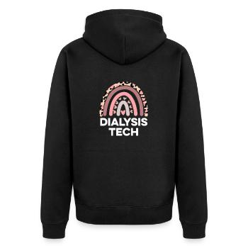 Dialyse-Tech-Dialyse-Krankenschwester Wertschätzung Lustig - Unisex Premium Bio Zip Hoodie - Schwarz - Hinten - Nico (187cm)