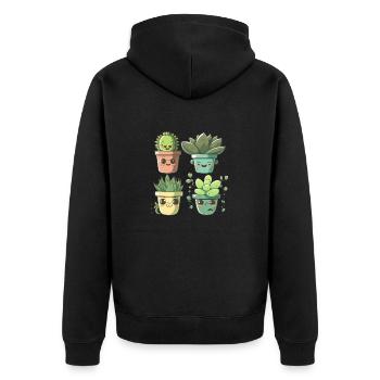 Niedliche Kakteen-Floristin Sukkulenten-Liebhaber-Topfpflanze - Unisex Premium Bio Zip Hoodie - Schwarz - Hinten - Nico (187cm)