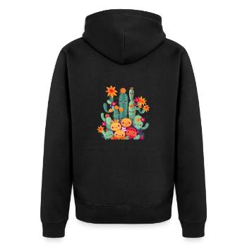 Cactus Florist Cute Desert Succulent Lover Plant - Unisex Premium Organic Zip Hoodie - black - Back - Nico (187cm)