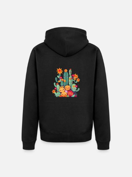 Cactus Fleuriste Mignon Désert Succulent Amoureux Plante - Veste à capuche bio Premium Unisexe - noir