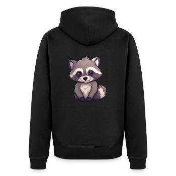 Waschbär - Unisex Premium Bio Zip Hoodie - Schwarz - Hinten - Nico (187cm)