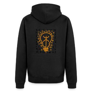 DAS LICHT MEINER AMAZIGH-KULTUR - Unisex Premium Bio Zip Hoodie - Schwarz - Hinten - Nico (187cm)