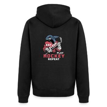 Manger Dormir Hockey Répéter Enfants Requin de glace Hockey - Veste à capuche bio Premium Unisexe - noir - Dos - Nico (187cm)
