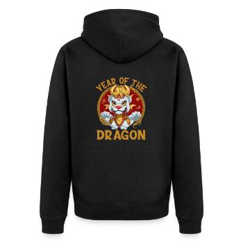 Nouvel An lunaire du Dragon 2024 - Veste à capuche bio Premium Unisexe - noir - Dos - Nico (187cm)