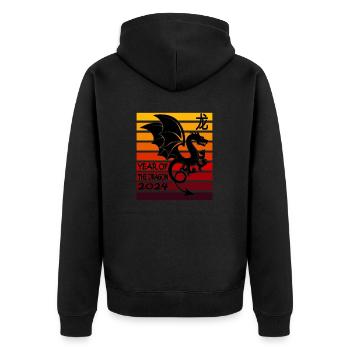 Nouvel An lunaire du Dragon 2024 - Veste à capuche bio Premium Unisexe - noir - Dos - Nico (187cm)
