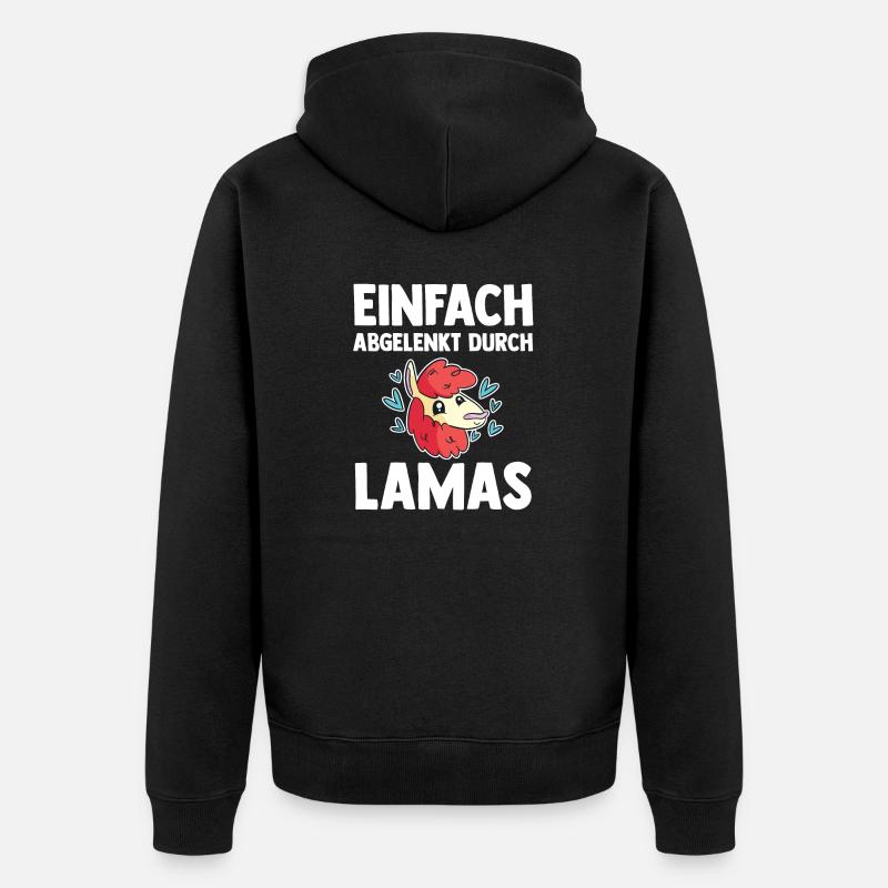 Lama - Unisex Premium Bio Zip Hoodie - Schwarz