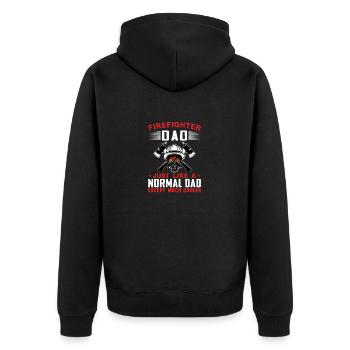 Firefighter Dad Just Like A Normal Dad Much Cooler - Unisex Premium Organic Zip Hoodie - black - Back - Nico (187cm)
