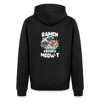Japanese ramen bowl artwork for anime fans - Unisex Premium Organic Zip Hoodie - black - Back - Nico (187cm)